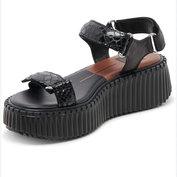 New Dolce Vita Debra Platform Sandals Midnight Black Embossed Leather
Women's 9 - Picture 2 of 9